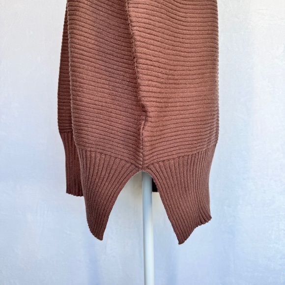LILLUSORY Turtleneck Oversized Ribbed Tunic Sweater Chocolate Brown S Casual - Picture 4 of 15